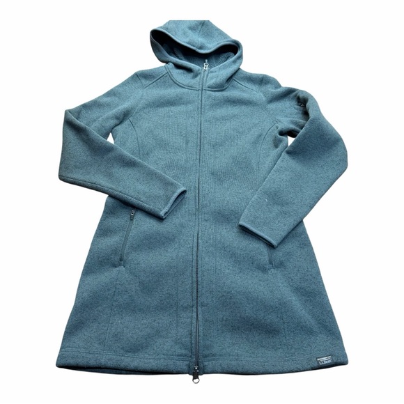 L.L. Bean Jackets & Blazers - LL Bean Women's size S reg Sweater Fleece Coat Teal Hooded Zip-Up Coat